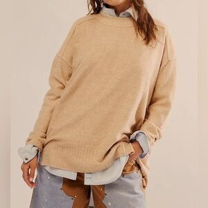 Free People Pheobe Pullover in Light Camel Heather